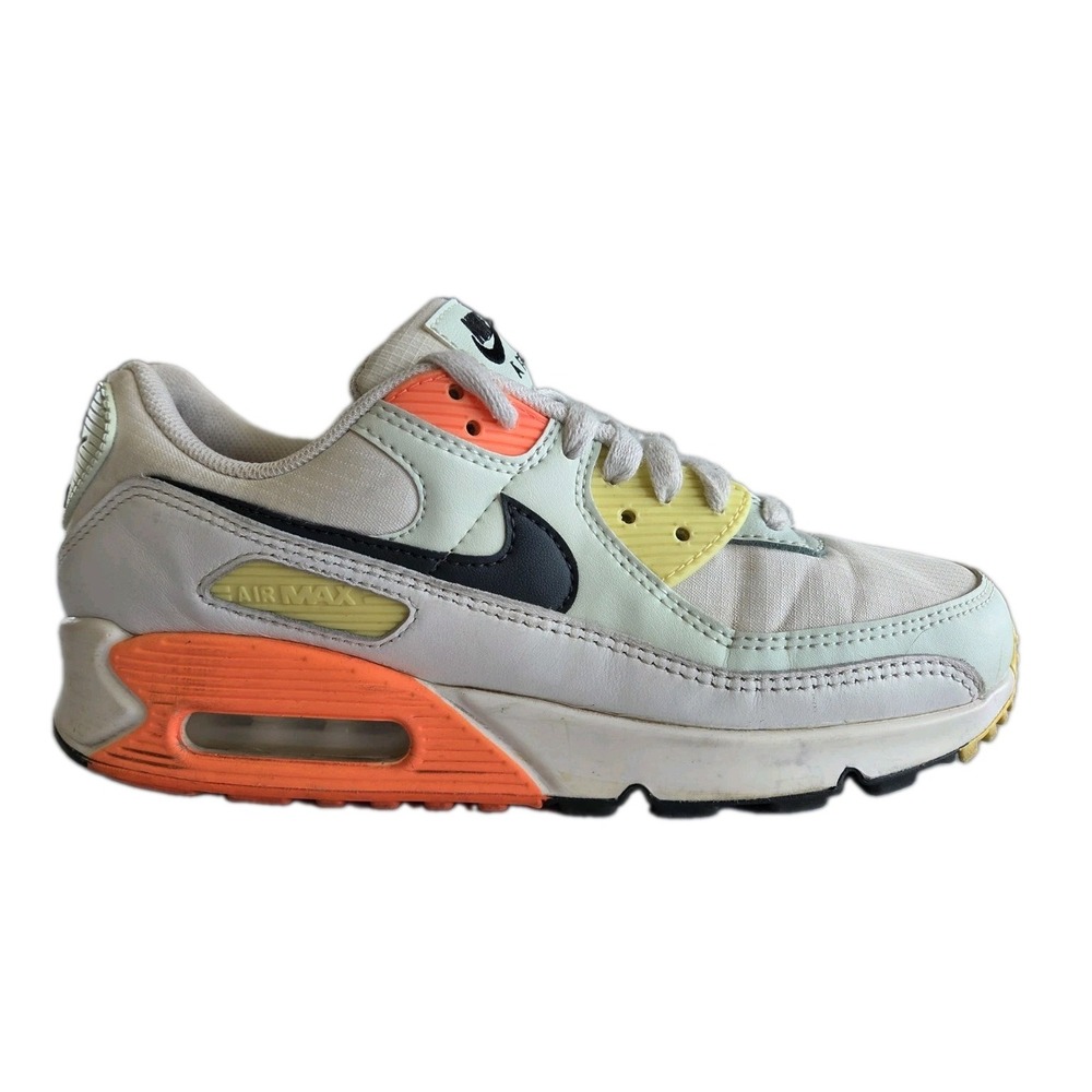 Nike Air Max 90 Athletic Shoes Summit White Barely Green Bright Mango Womens 9